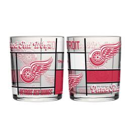 Logo Brands - Detroit Red Wings 12oz. Quilted Stained Two-Pack Rocks Glass Set - Multicolor