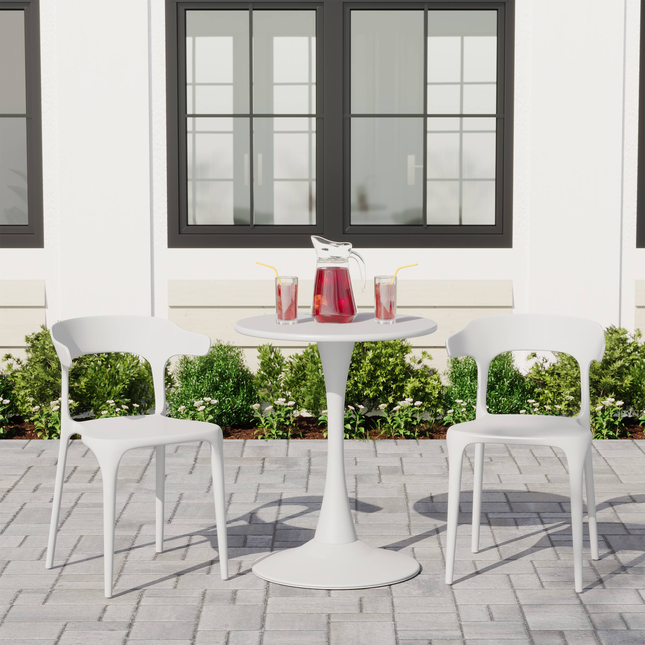 Angle. WestinTrends - WestinTrends Playa Modern Stackable Resin Plastic Patio Dining Chair (Set of 2) - White.