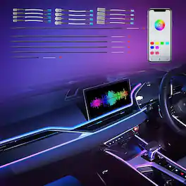 PARKER SLATER - Car Ambient Lighting Kit, RGB 18-in-1 256 LED Interior Strip with APP Control & DIY Modes - Multi-Color