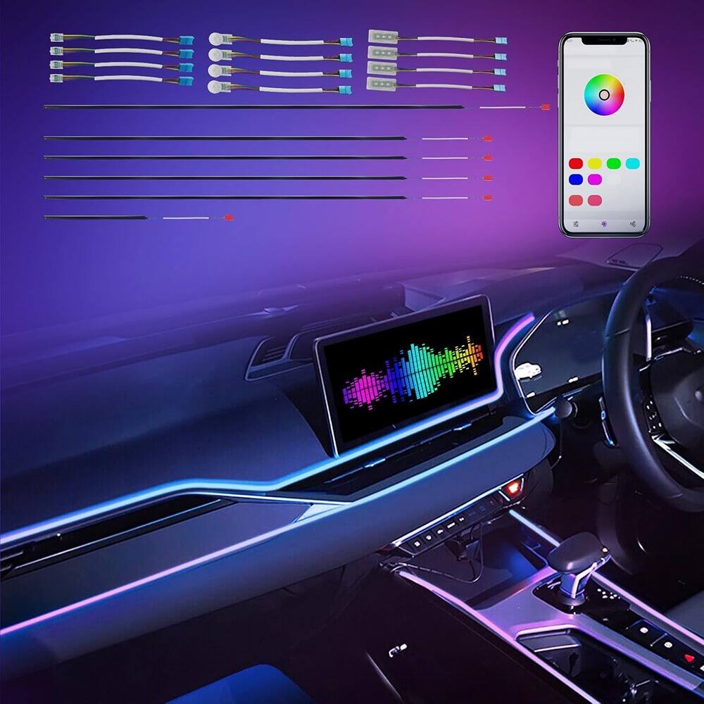 Front. PARKER SLATER - Car Ambient Lighting Kit, RGB 18-in-1 256 LED Interior Strip with APP Control & DIY Modes - Multi-Color.