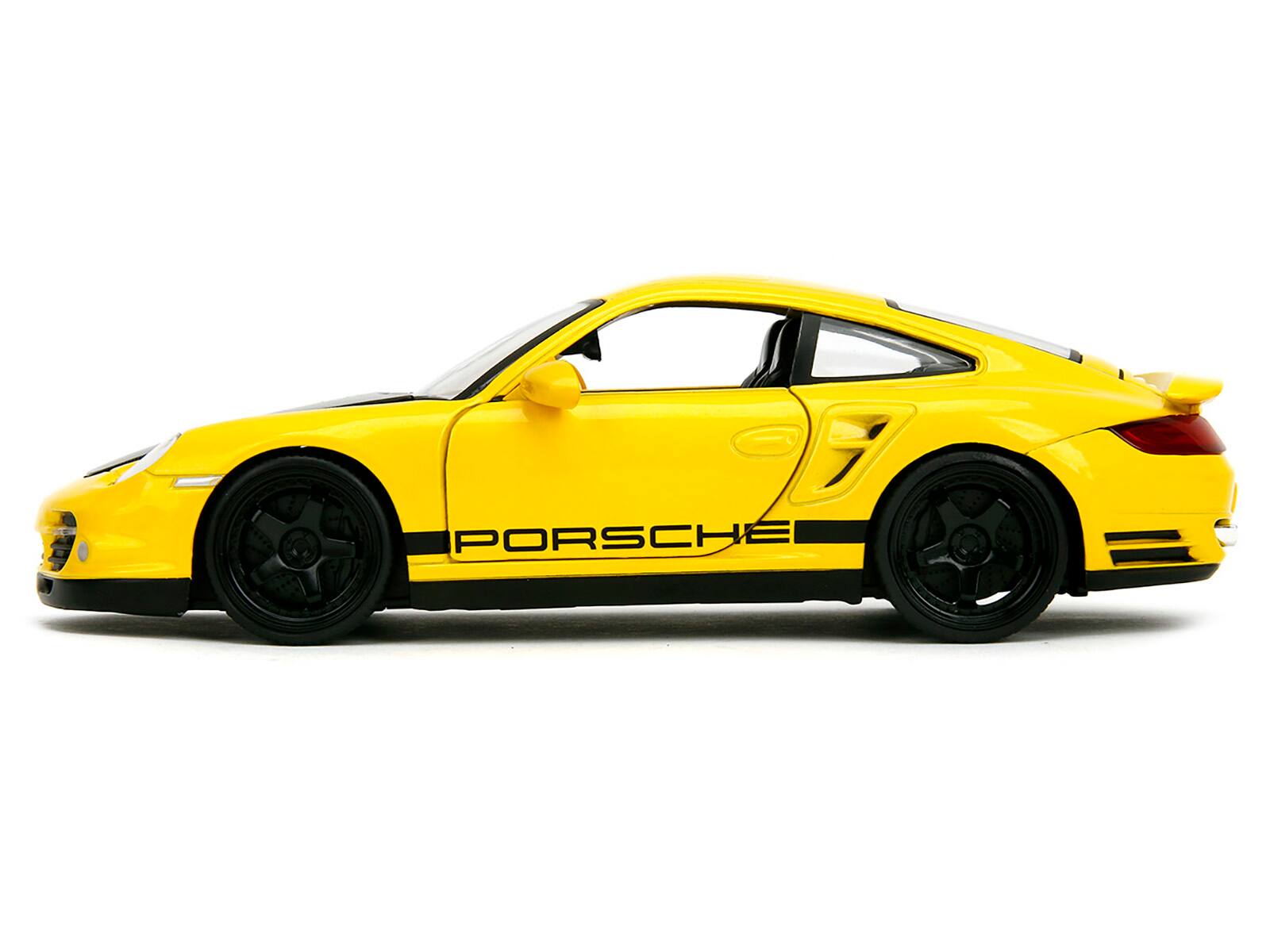Alt View 2. Jada - Porsche 911 Turbo (997) Yellow with Carbon Hood "Hyper-Spec" Series 1/24 Diecast Model Car by Jada.