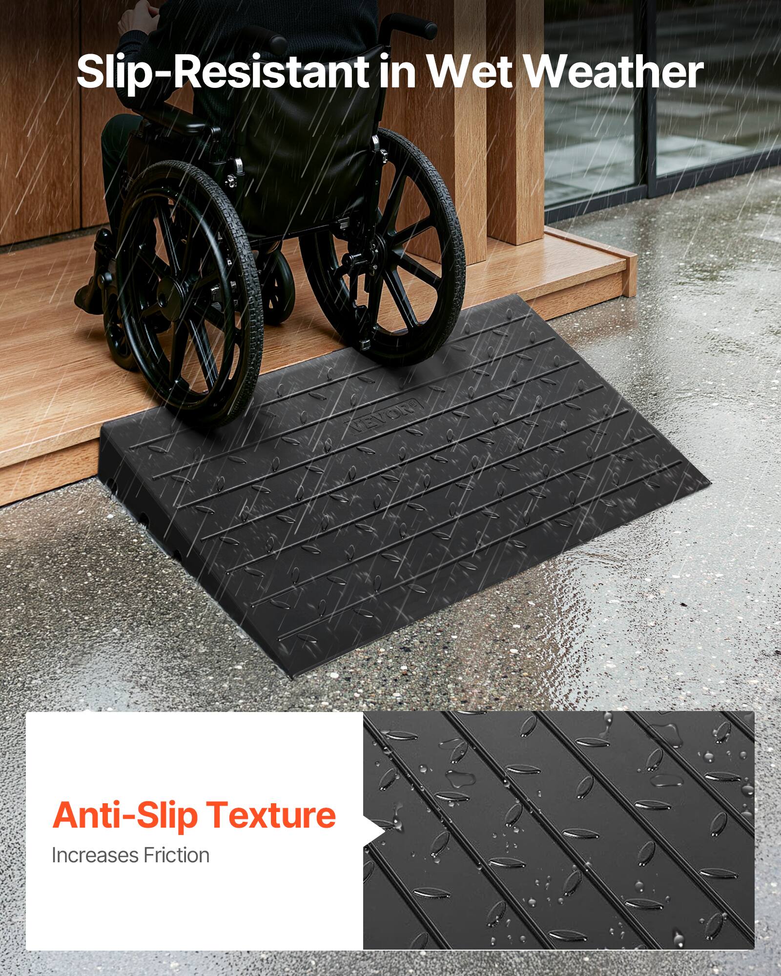 Slip-Resistant in Wet Weather

Anti-Slip Texture
Increases Friction