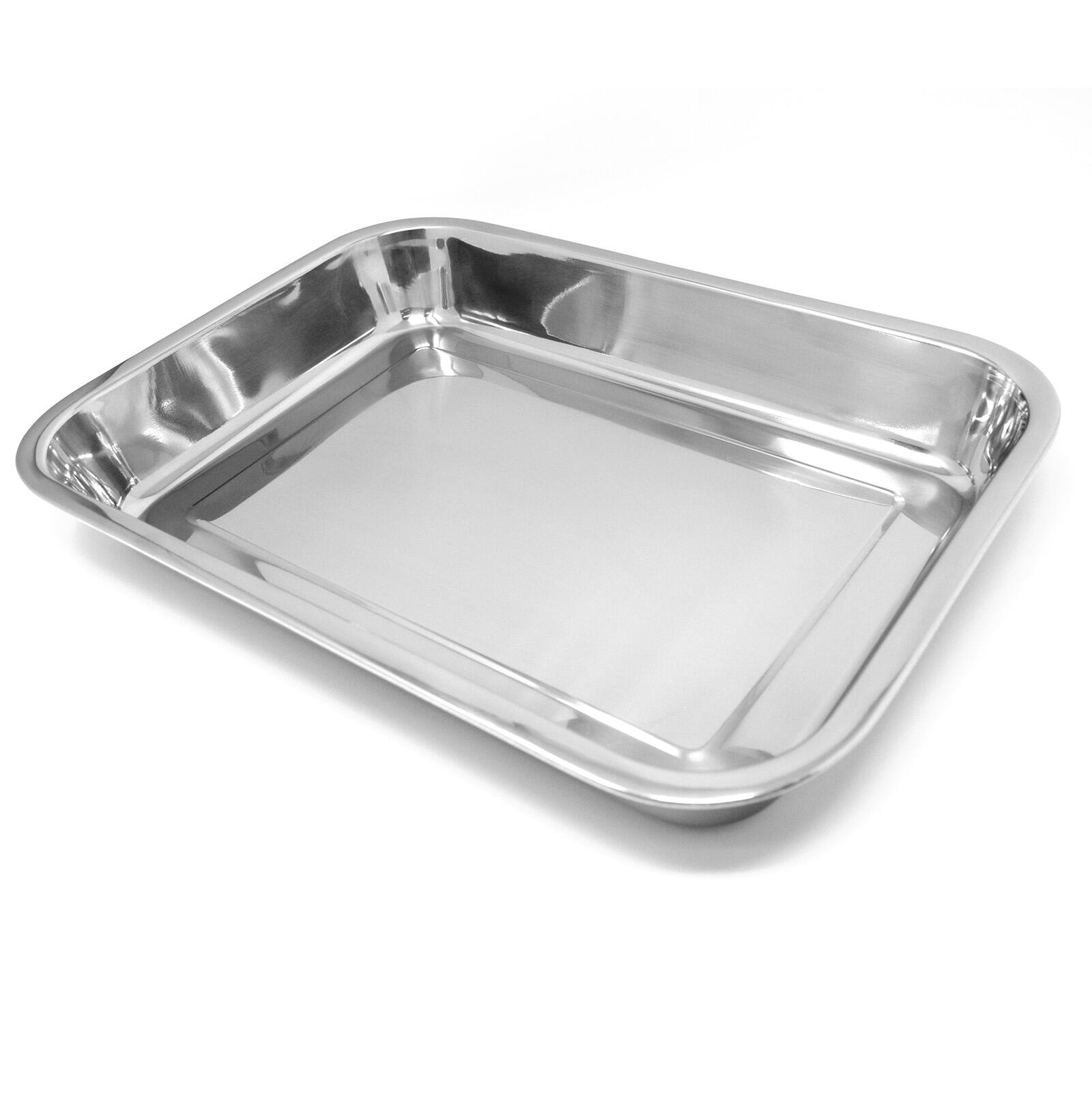 Front. Norpro - Stainless Steel 16 Inch Roast & Lasagna Pan, Heavy Duty, 2" Depth - Silver.