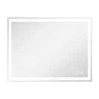 LOVMOR - 42 x 30 Inches Tempered Glass LED Bathroom Mirror with Anti-Fog & 3-Color Dimmable Lighting - silver - Front_Zoom