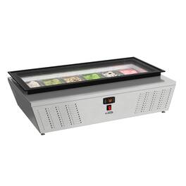 Koolmore - 45 in. 6-Pan Countertop Ice Cream Display Freezer with Glass Top in Stainless-Steel (KM-CGD-6P45) - Stainless-Steel and Black