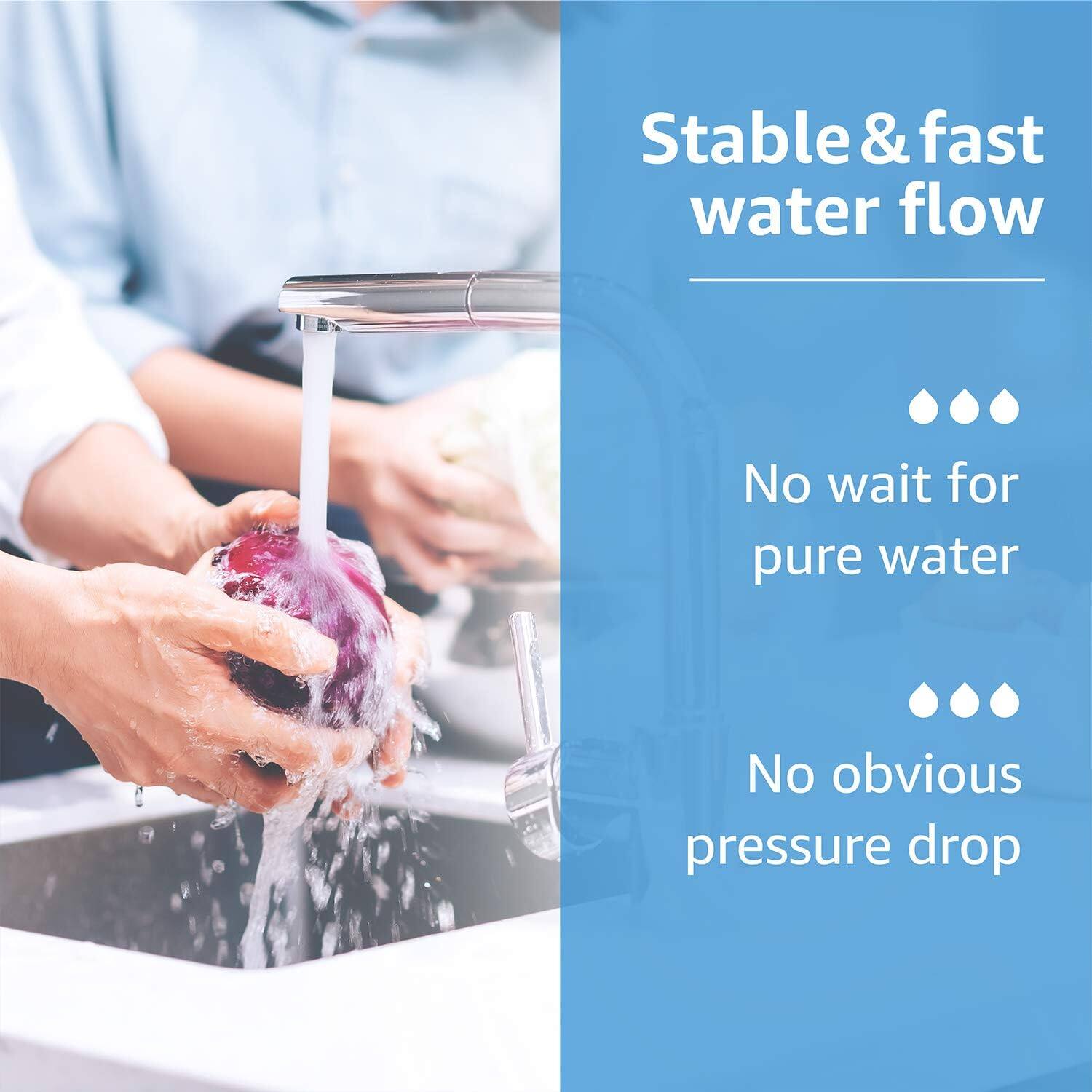 Stable & fast water flow

- No wait for pure water
- No obvious pressure drop