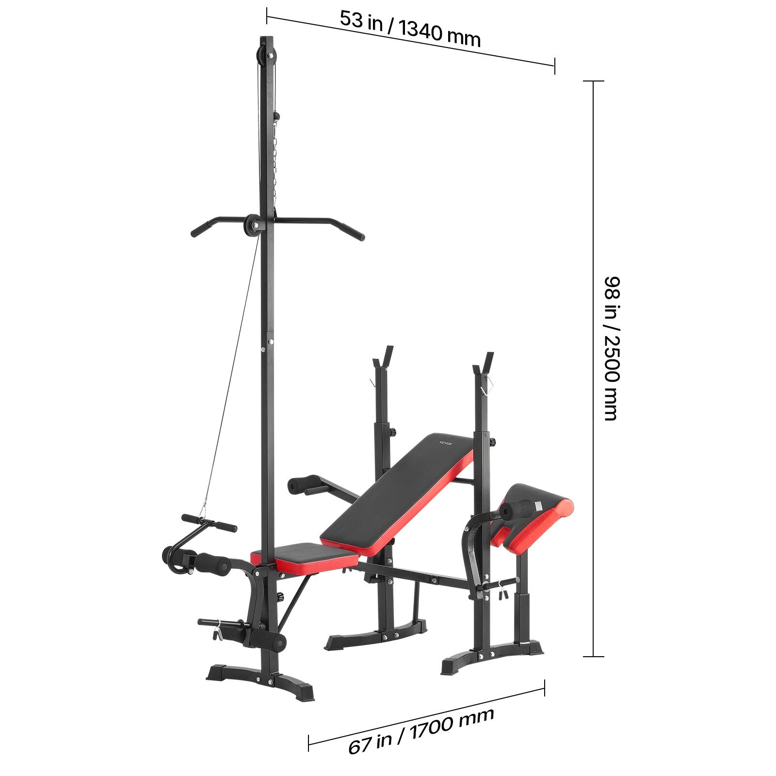 - 53 in / 1340 mm
- 98 in / 2500 mm
- 67 in / 1700 mm