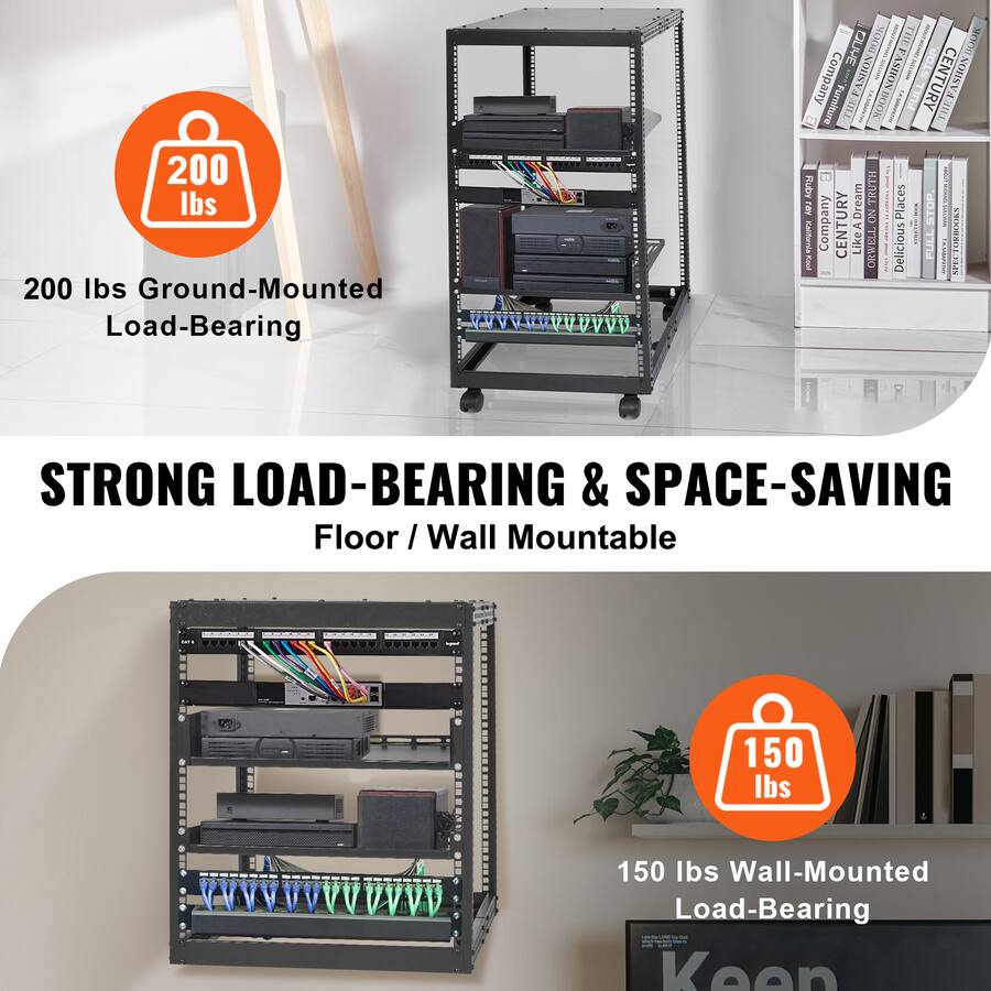 20u Rack Size VEVOR 20U Open Frame Server Rack, 23 40 in Adjustable Depth, Free ...