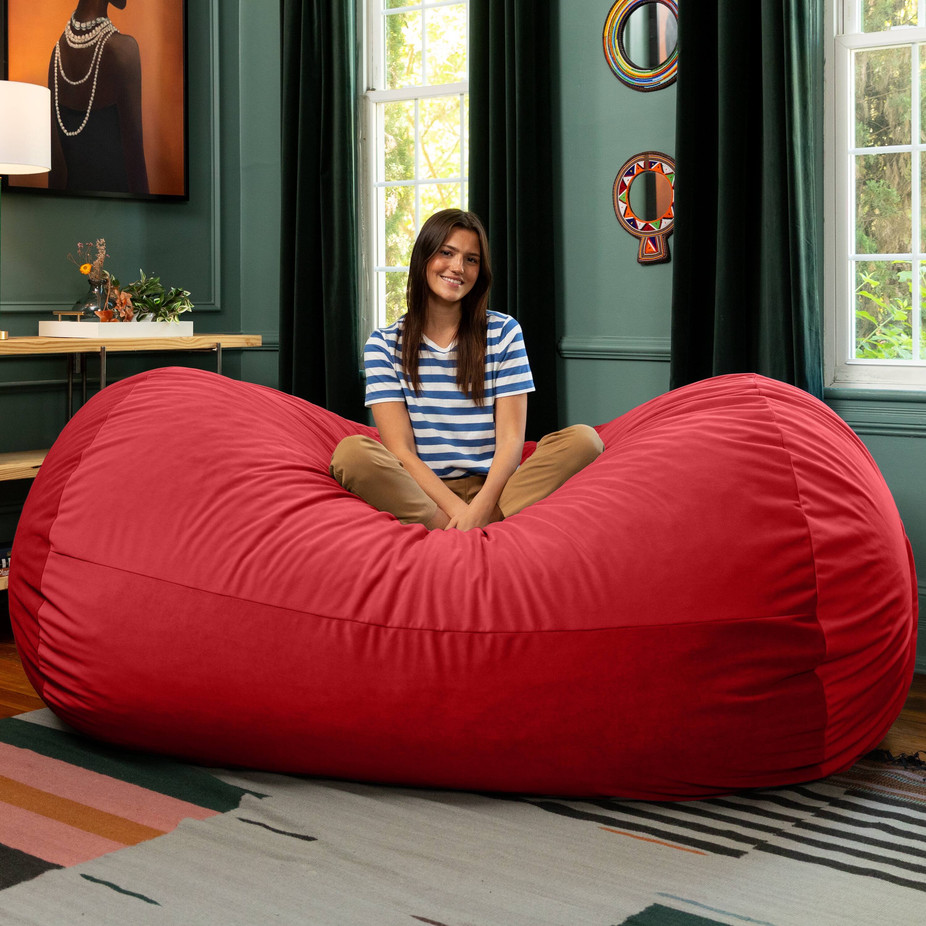 Back. Jaxx - Jaxx Grand Lounger 7 Foot Bean Bag Sofa -Lush Velvet Merlot - Lush Velvet Merlot.