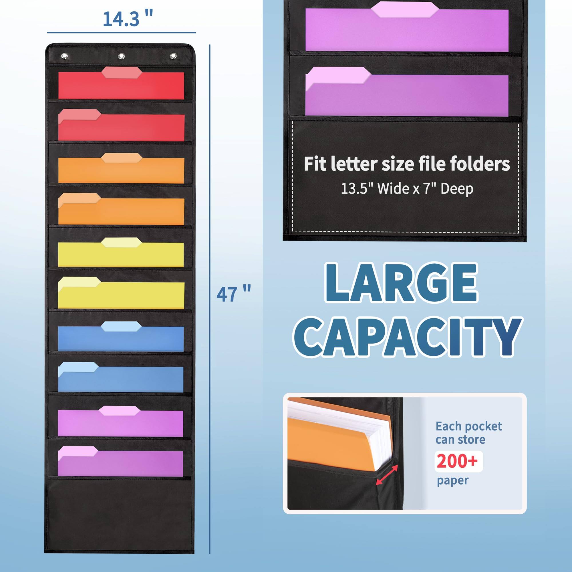 Dapper Styles 10 Pockets Hanging Wall File Organizer Storage Pocket ...