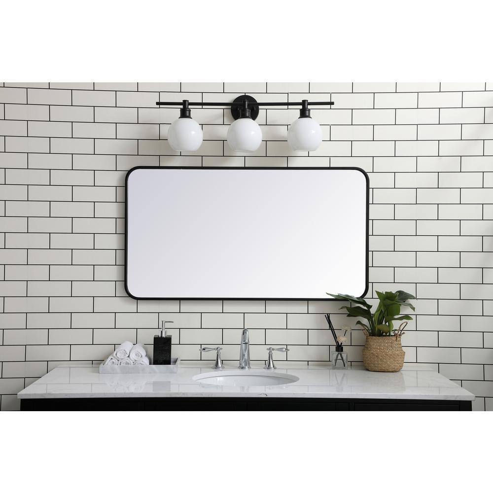 Alt View 4. Elegant Decor - Soft corner metal rectangular mirror 22x40 inch in Black - Black.