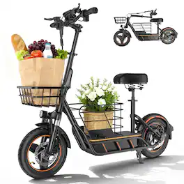 Loheer - 800W Electric Scooter with Seat for Adult Fast Commuting Off-Road - Black