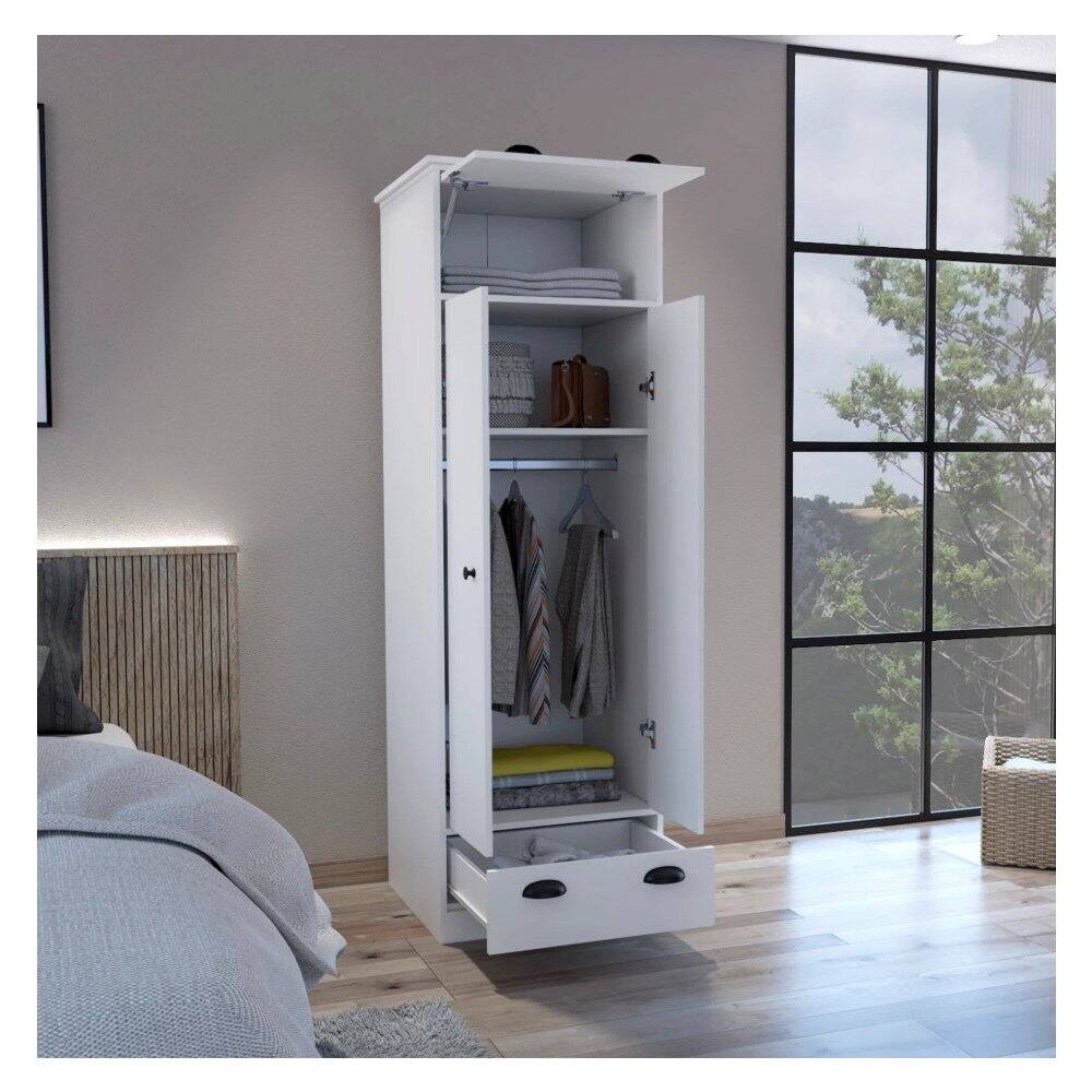 Alt View 3. TuHome - Falkland Armoire White MDF - White.