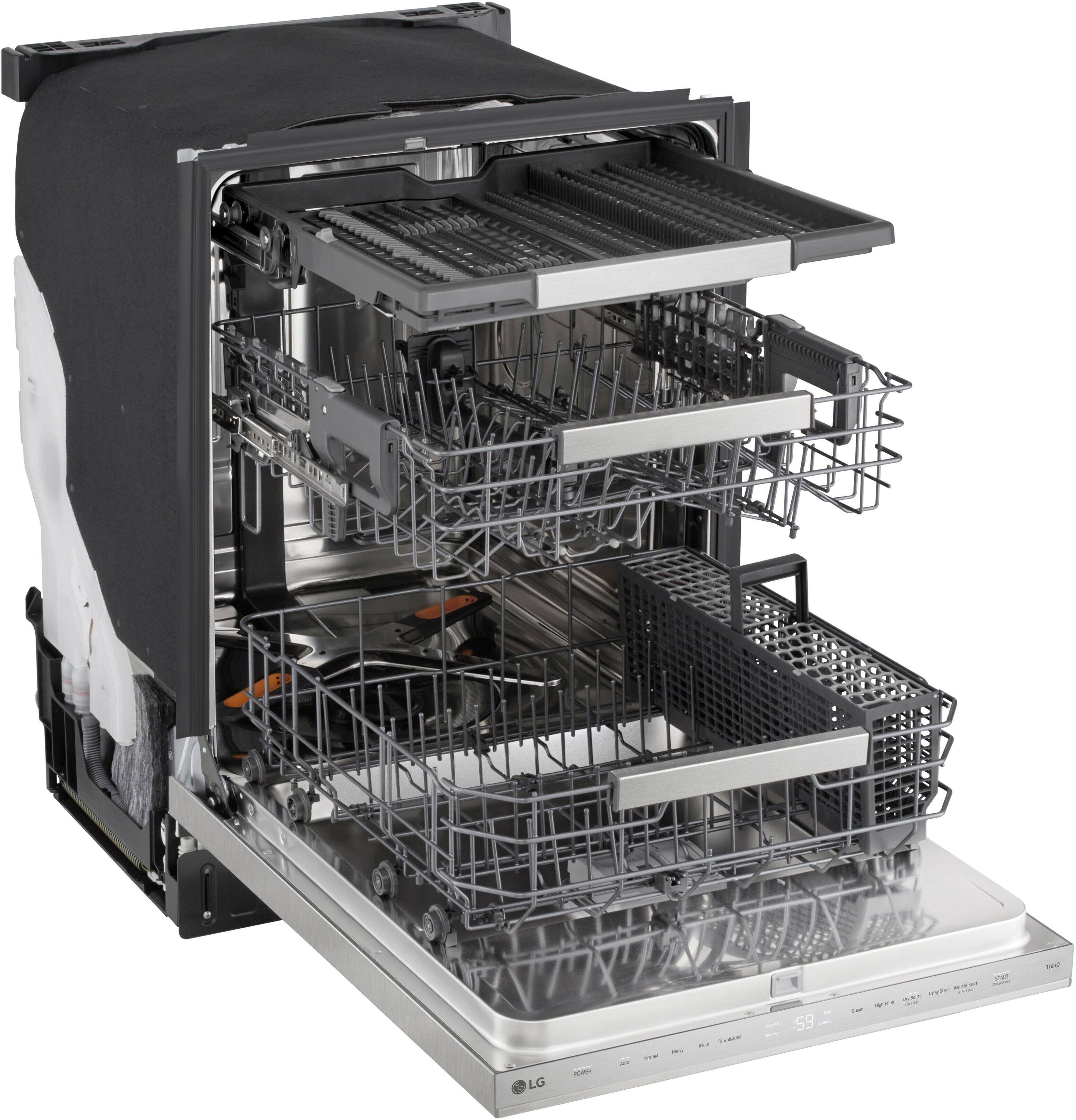 Alt View 12. LG - FlushFit 24" Top Control Smart Built-In Stainless Steel Tub Dishwasher with 3rd Rack, 1 Hour Wash & Dry Cycle and 44dBA - PrintProof Stainless Steel.