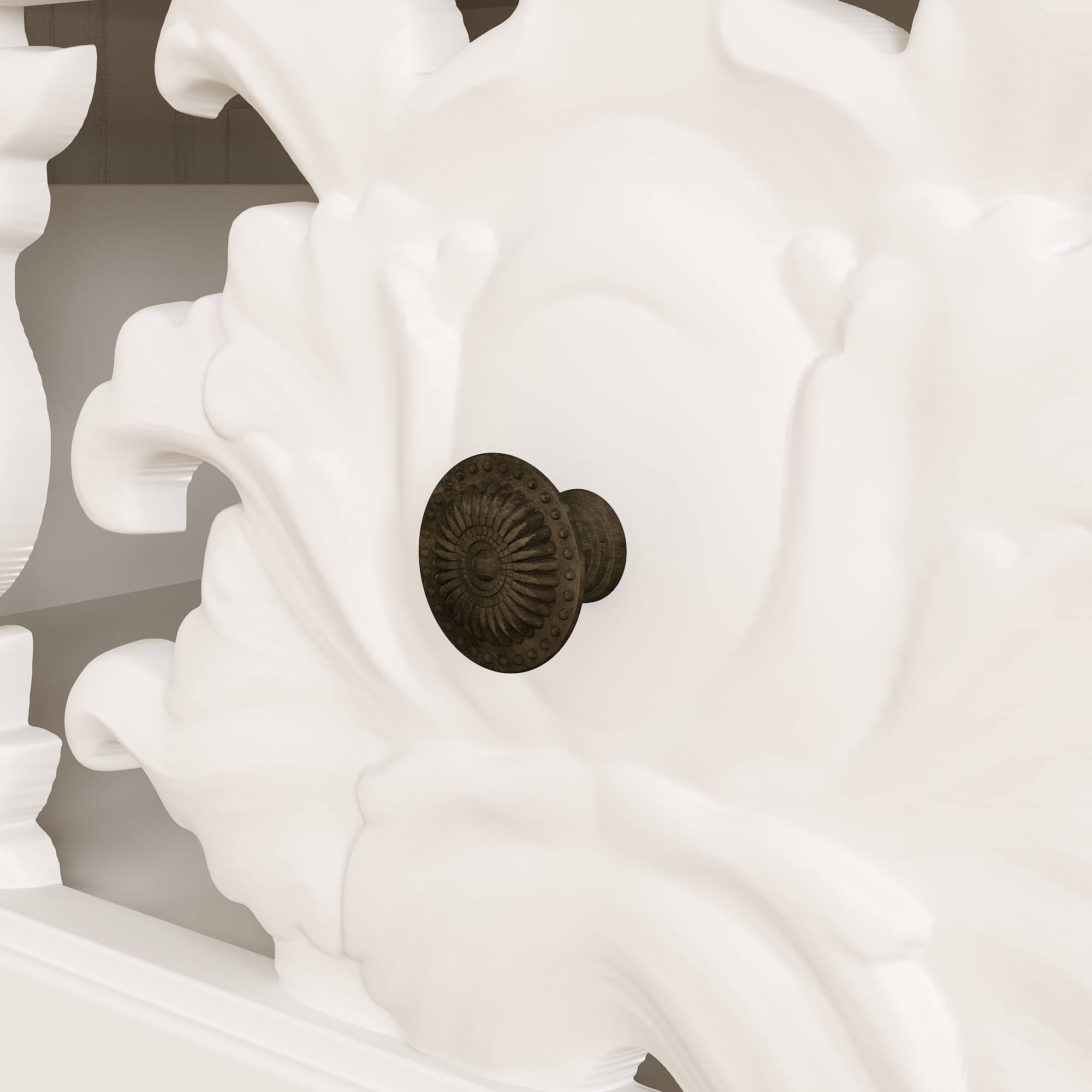 Alt View 6. Famapy - Famapy Decorative Storage Cabinet with Hollow - Out Floral Design - White & Wooden.