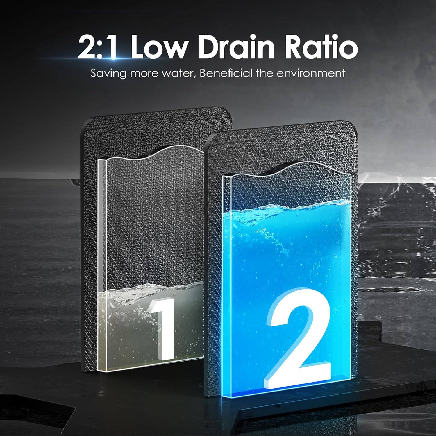 2:1 Low Drain Ratio

Saving more water, Beneficial the environment

1 2