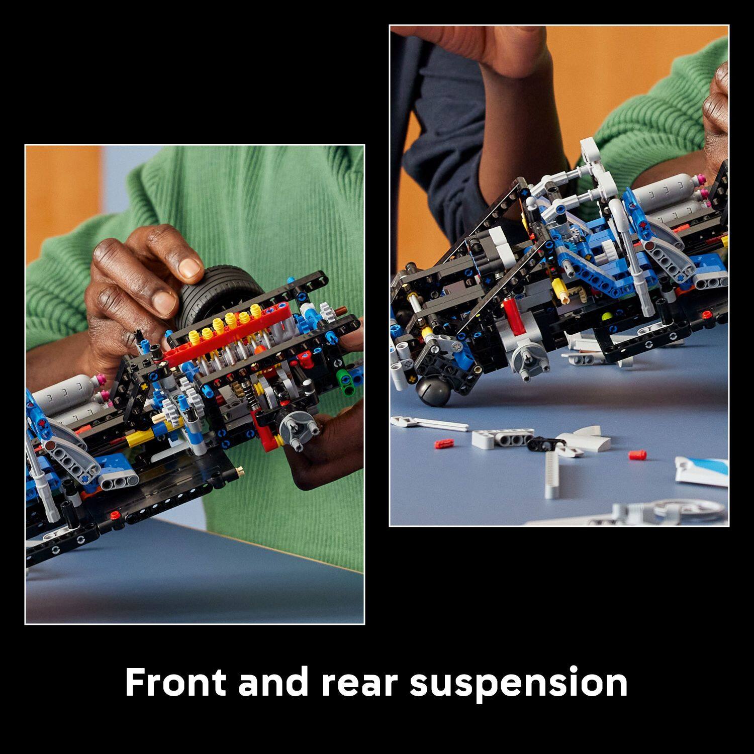 A front and rear suspension