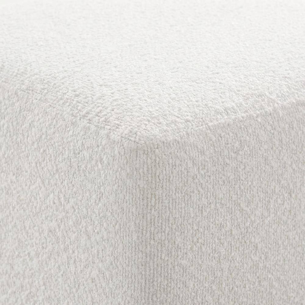 Alt View 1. Outdoor Escape - Square Boucle Upholstered Ottoman, Neutral Tone, Versatile Seating, Footrest - Brown.