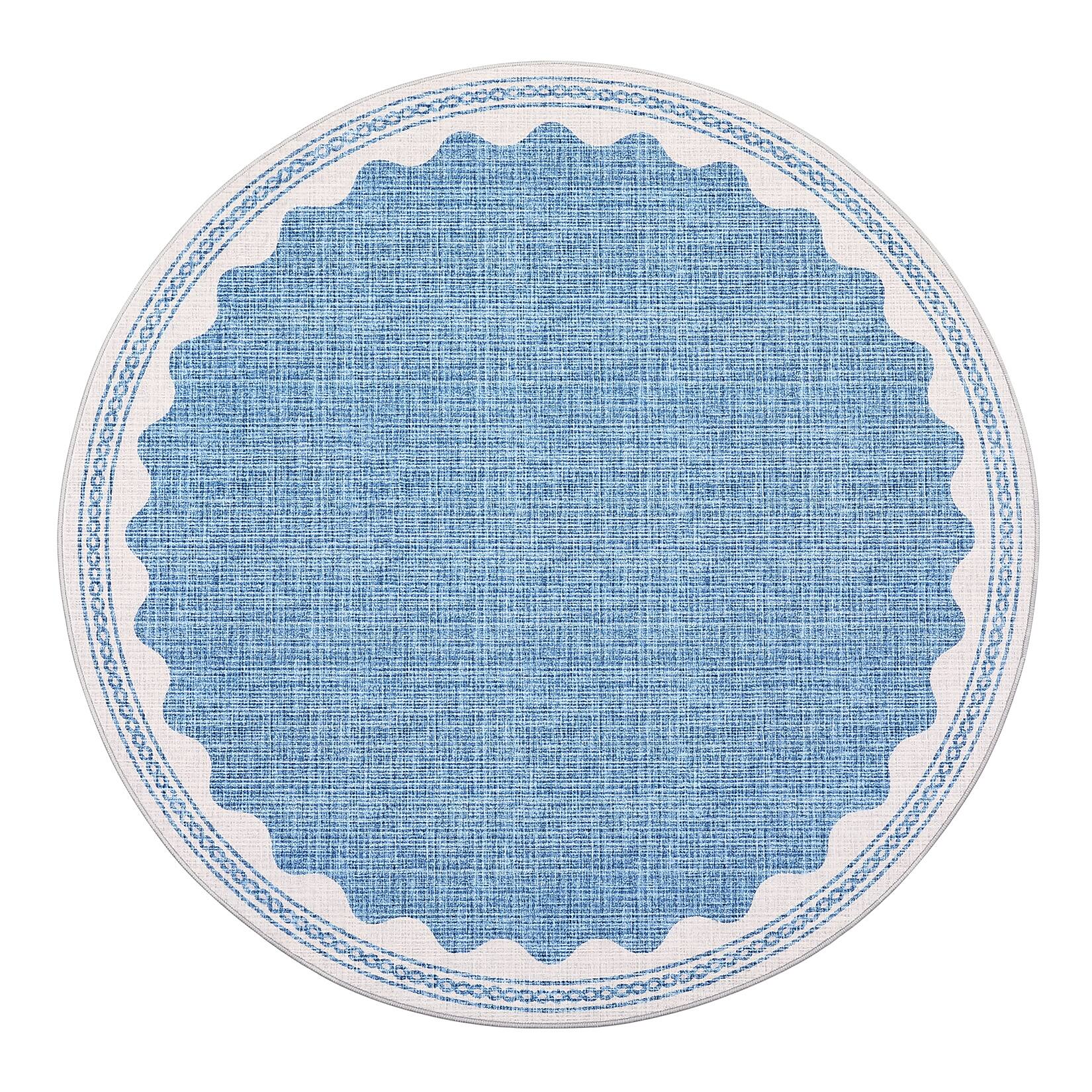 Front. GARVEE - GARVEE Modern Plain Tone Area Rug Machine Washable Low Pile Non Slip Foldable Minimalist Rug for Bedroom Kitchen - Blue.