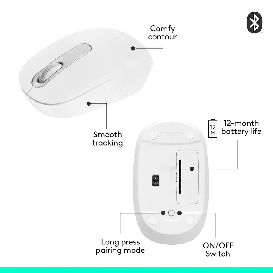 Logitech M196 Lightweight Bluetooth Wireless Optical Mouse Compact 3 ...
