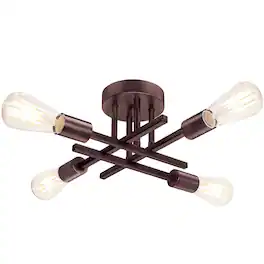Nordic Hygge - Semi Flush Mount Ceiling Light Fixture with E26 Sockets in Oil Rubbed Bronze