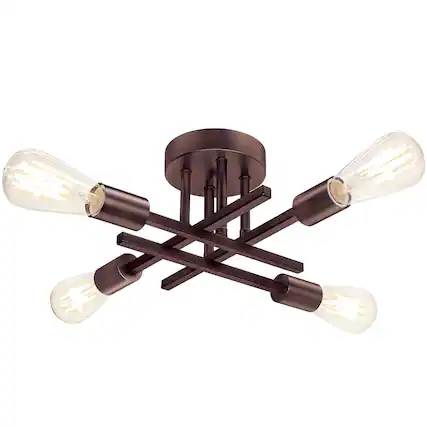 Front. Nordic Hygge - Semi Flush Mount Ceiling Light Fixture with E26 Sockets in Oil Rubbed Bronze.