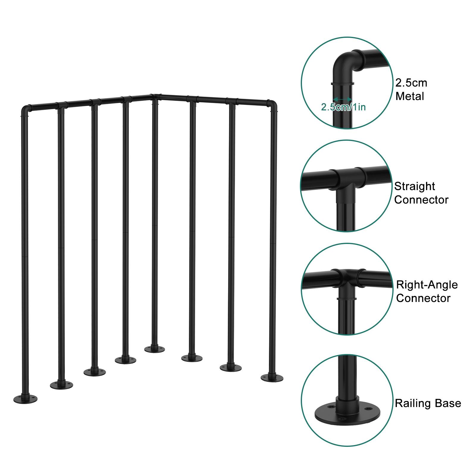 2.5cm/1in 2.5cm Metal Straight Connector Right-Angle Connector Railing Base