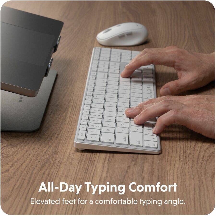 All-Day Typing Comfort  
Elevated feet for a comfortable typing angle.