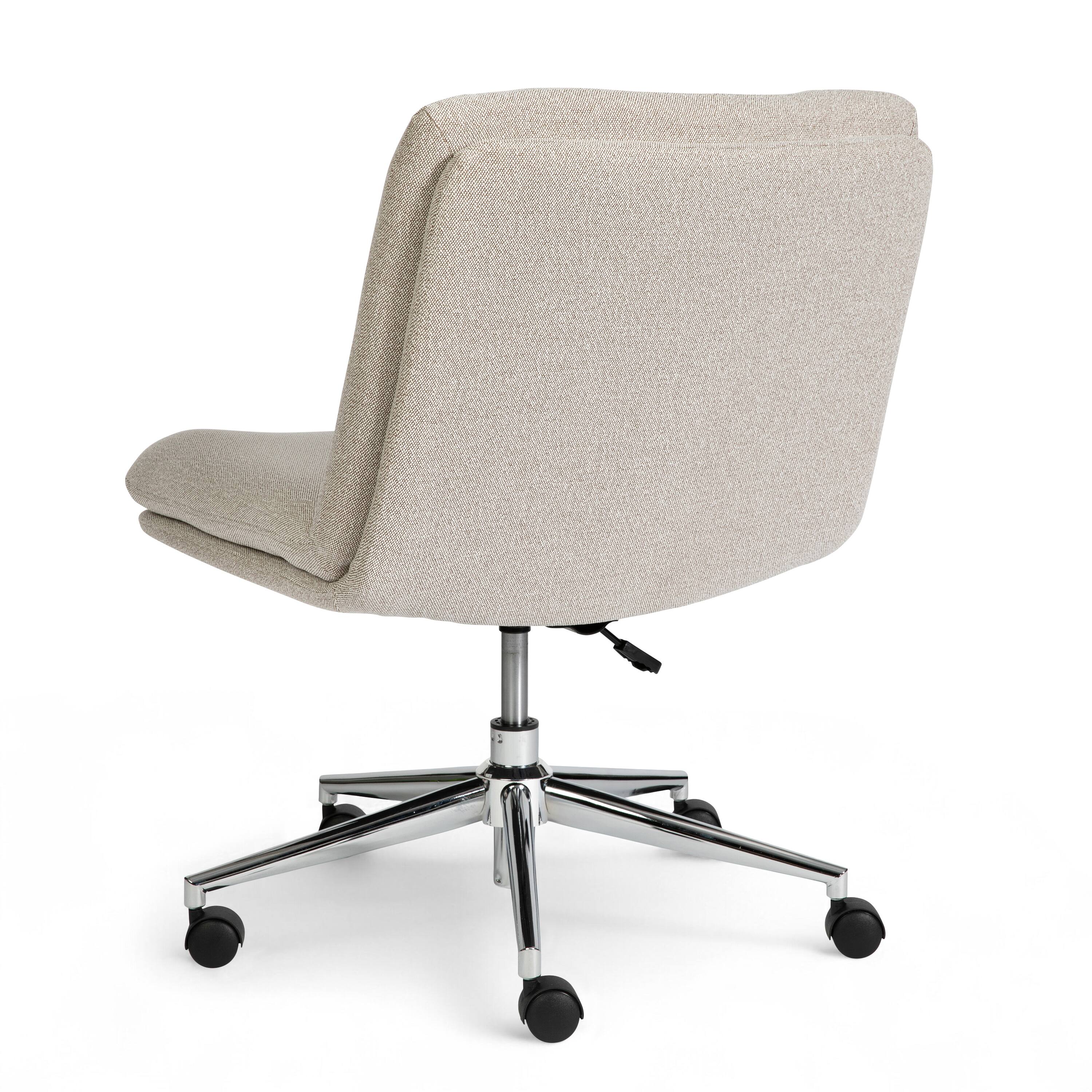 Alt View 8. Martha Stewart - Eloise Upholstered Swivel Home Office Chair with Wide Seat - Grey White Fabric/Polished Nickel Frame.