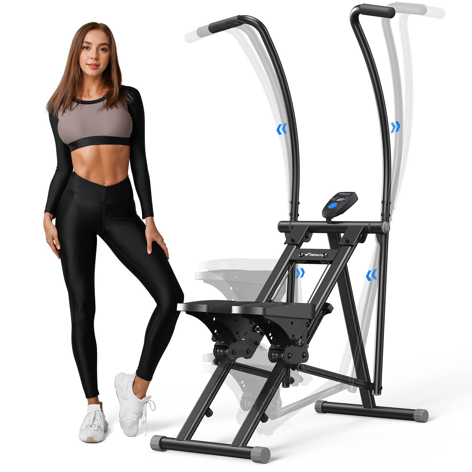 Angle. MERACH - MERACH Cardio Climber Stepper Exercise Machine, Full Body Workout Cross Trainer with Adjustable Incline - Black.