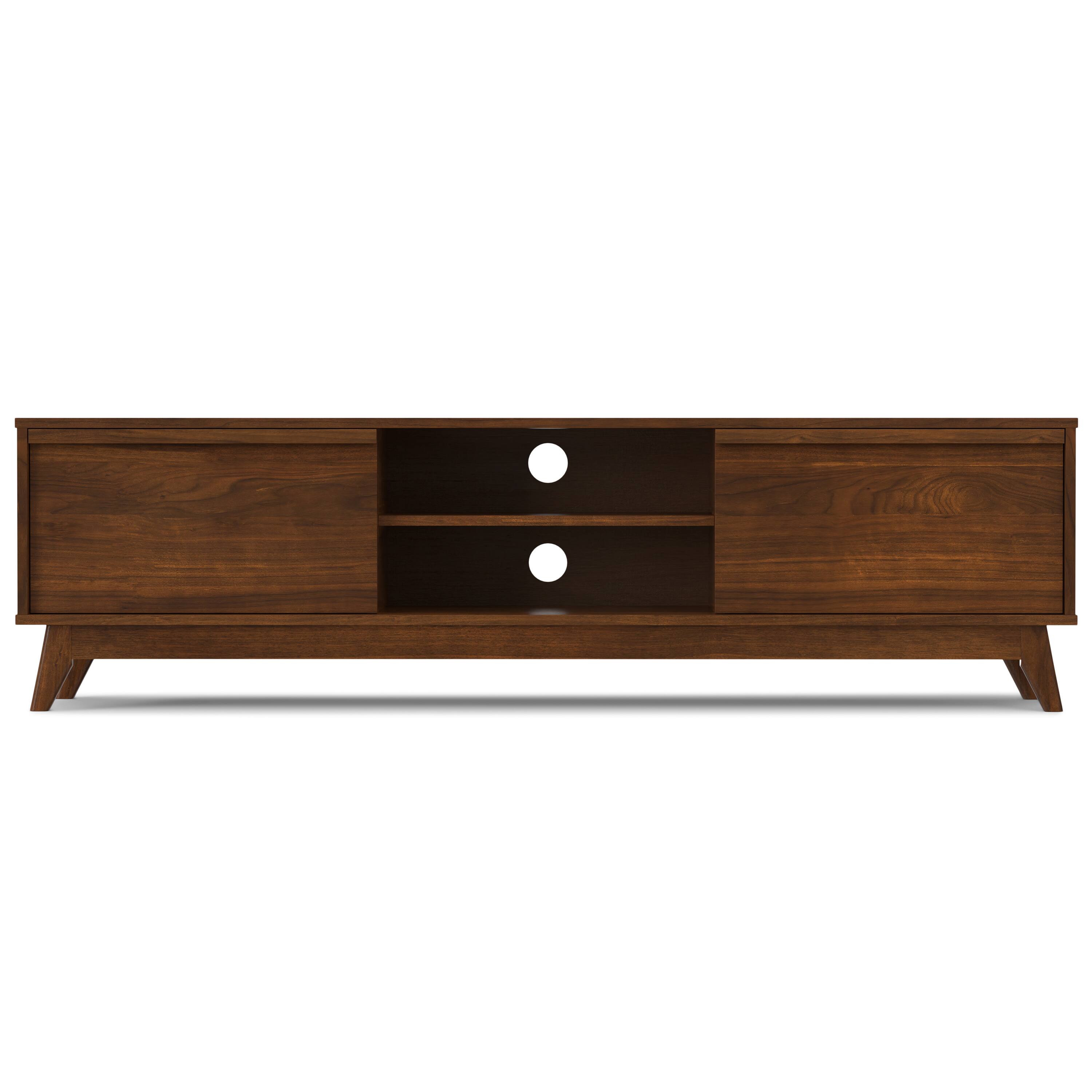 Left. Simpli Home - Lennon Mid Century Modern TV Media Stand - Walnut Veneer.