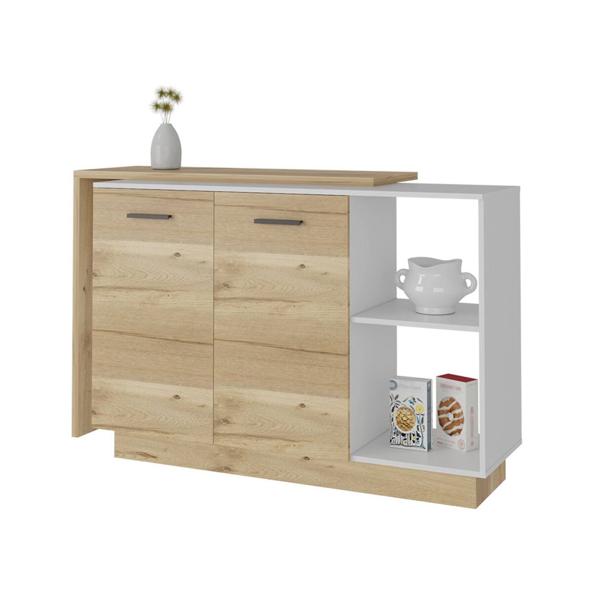 Alt View 1. Loheer - Loheer Aspen Modern Kitchen Island with Concealed Shelves Multi Color - Multi.