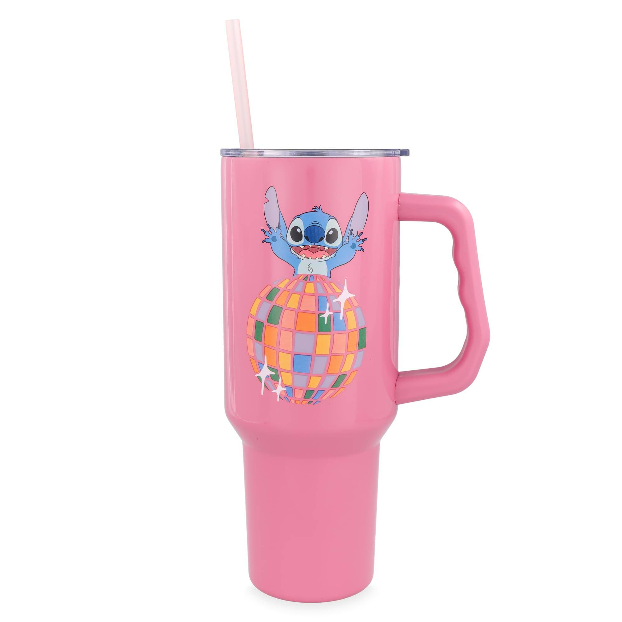 Front. Silver Buffalo - Disney Lilo & Stitch "Life Is A Party" 40-Ounce Stainless Steel Tumbler - Multi-Colored.