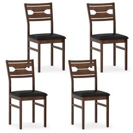 Gymax - Dining Chair Set of 4 w/ Rubber Wood Frame Padded Seat Curved Backrest - Brown