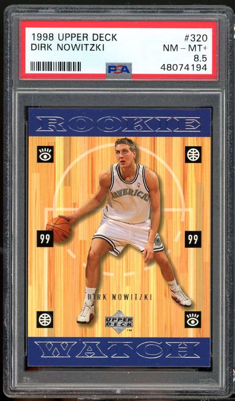 1998 UPPER DECK DIRK NOWITZKI PSA #320 NM MT+ 8.5 48074194 ROOKIE 99 99 DIRK NOWITZKI UPPER D.E.C.K WATCH