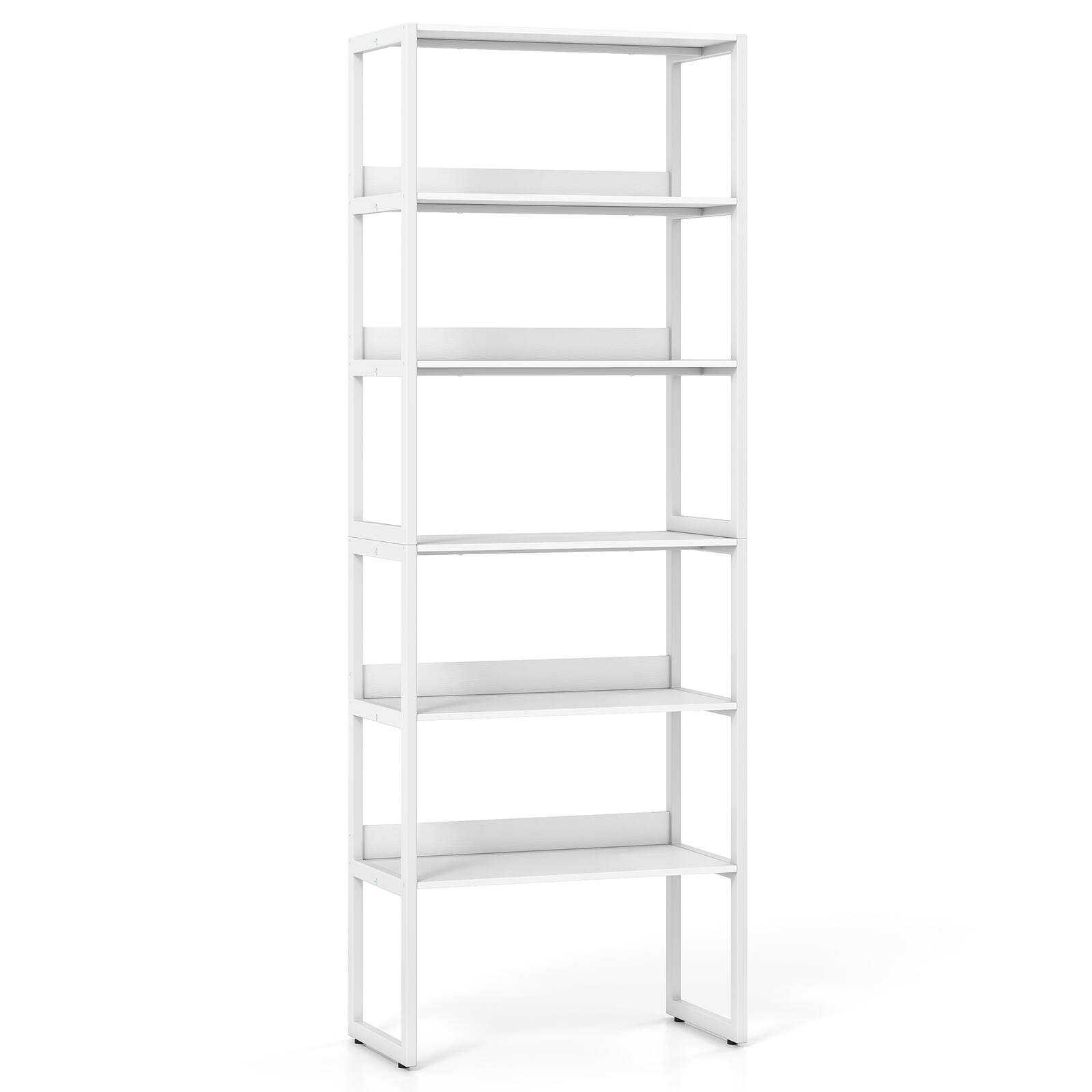 Alt View 9. Costway - Costway 6-Tier Book Shelf Detachable Display Shelves, Metal Frame & 4 Anti-Tipping Kits - White.
