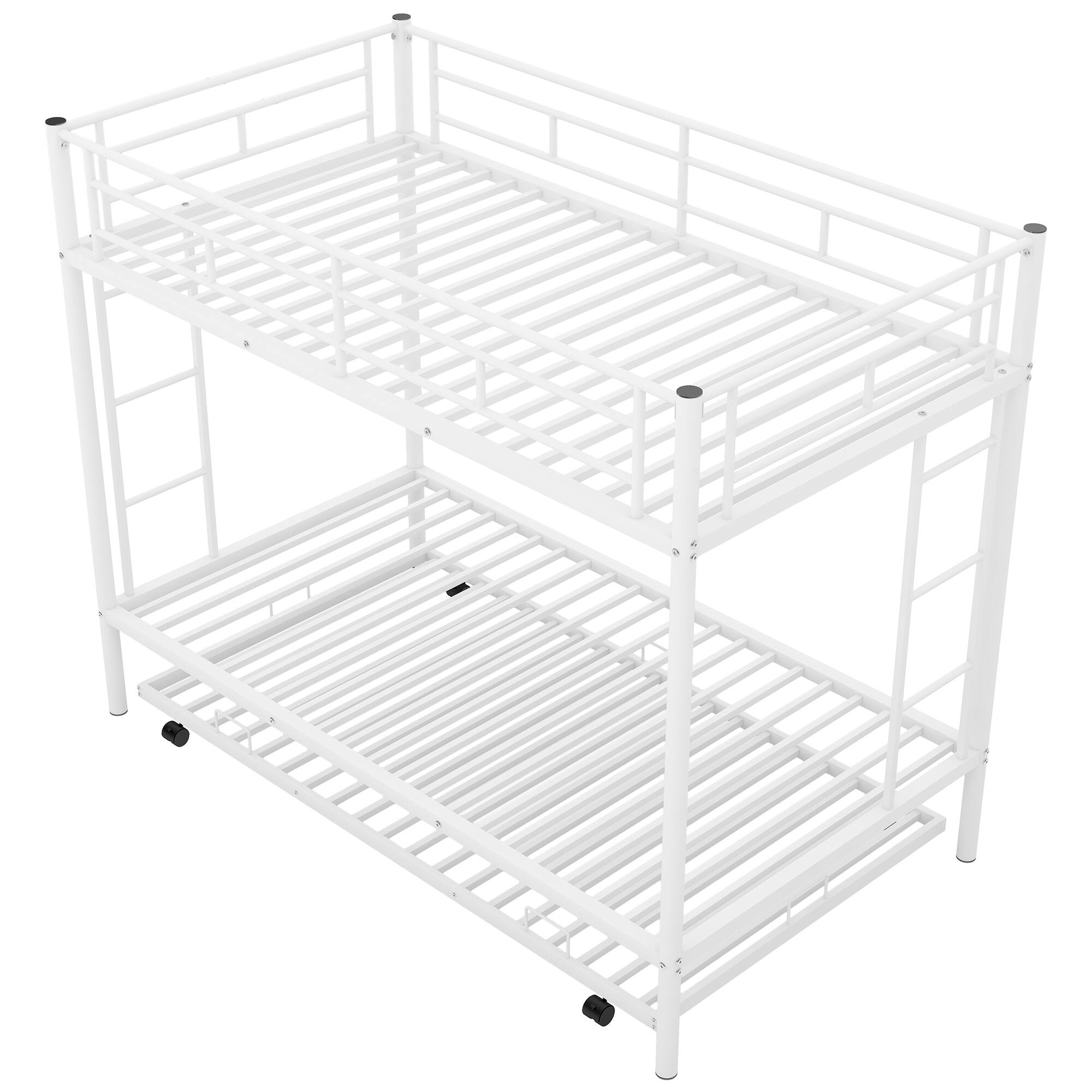 Alt View 5. GOODSILO - Twin over Twin Bunk Bed with Trundle - White.