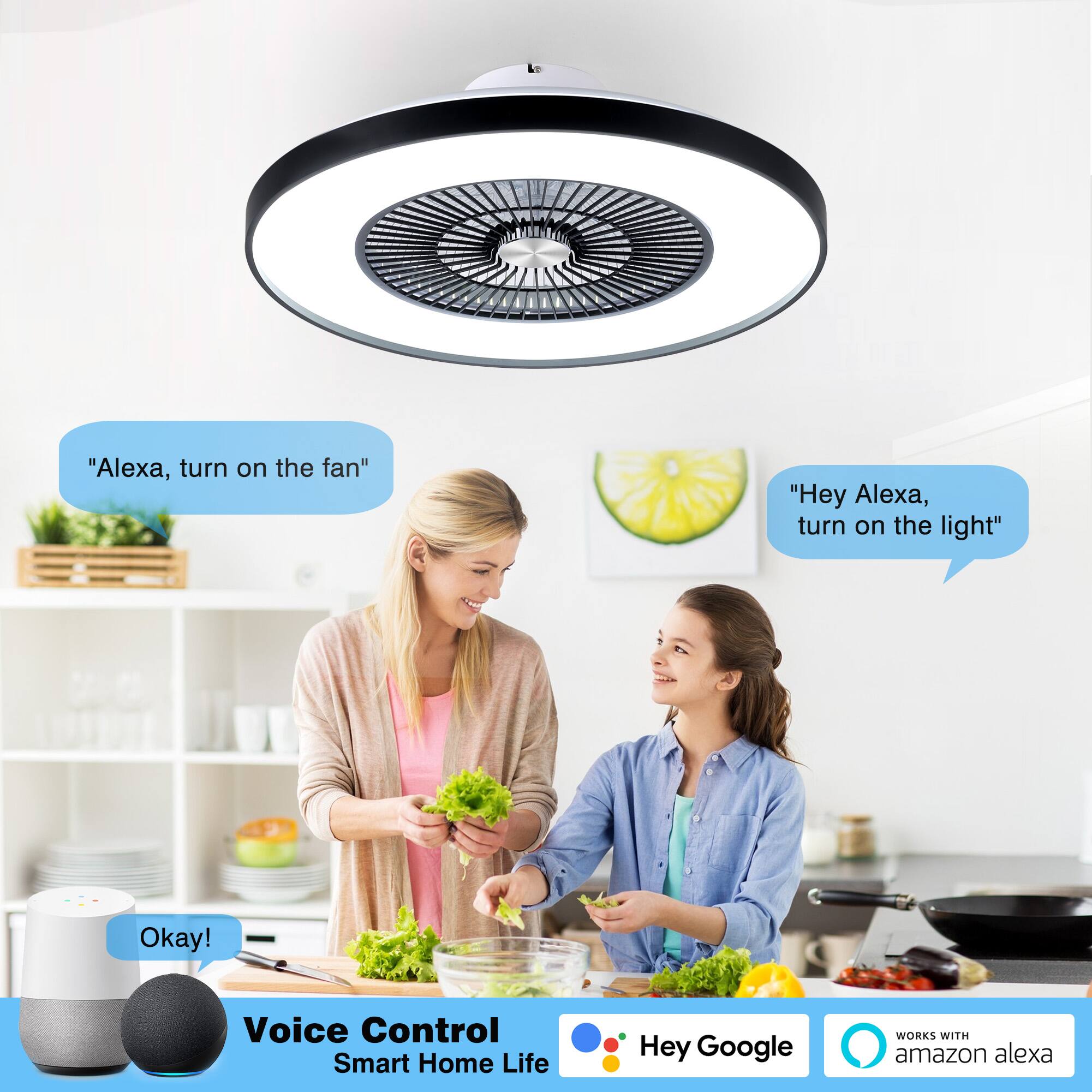 "Alexa, turn on the fan"

"Hey Alexa, turn on the light"

Okay!

Voice Control Smart Home Life

Hey Google

WORKS WITH amazon alexa