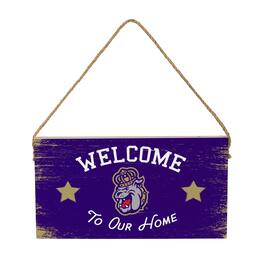 Evergreen Enterprises - James Madison Dukes 6" x 11" Welcome Home Wood Wall Sign with Rope Hanger - Multicolor