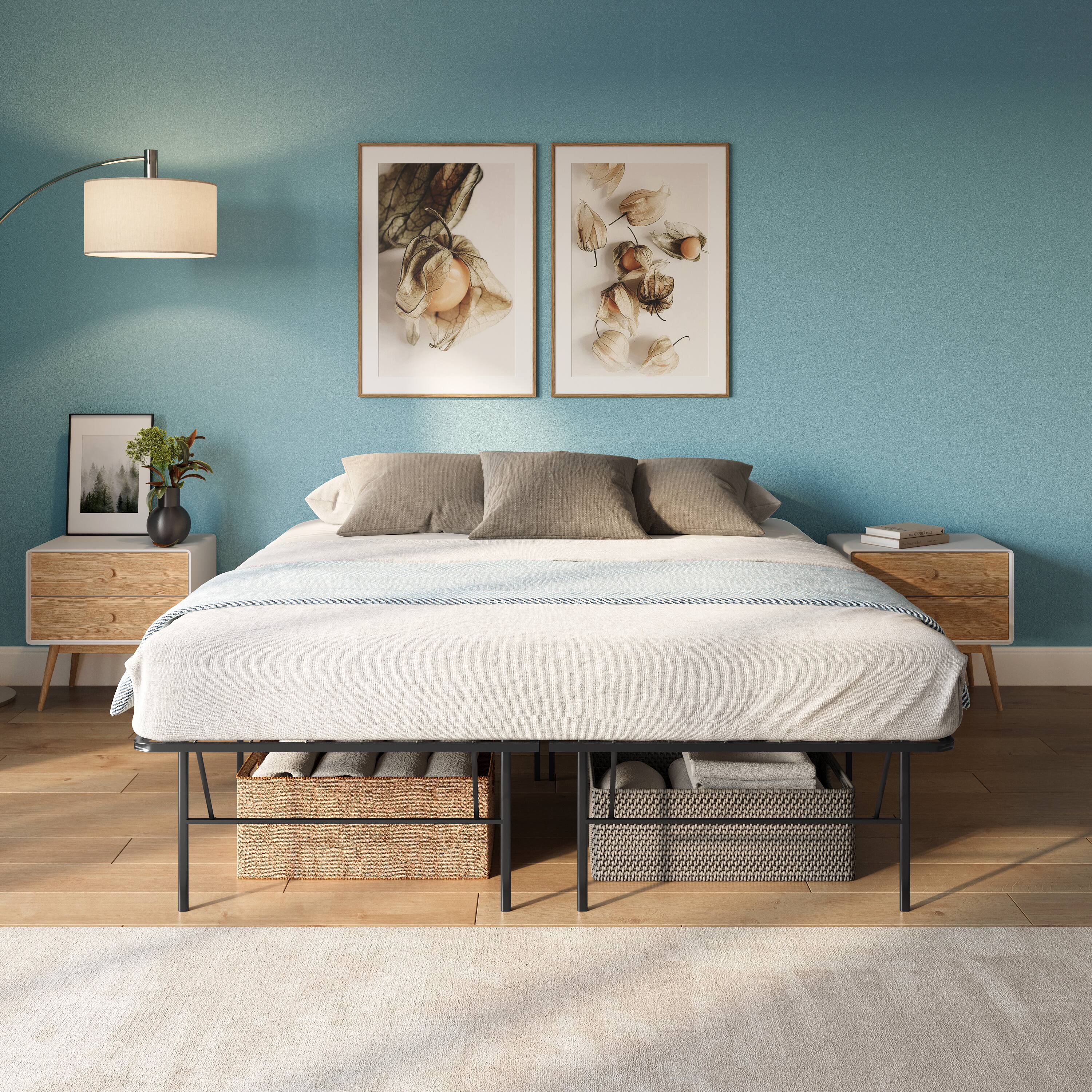 Alt View 4. Boyd Sleep - 14" Metal Platform Bed Frame, No-Tool Assembly, Textured Anti-Slip Surface - Extra Underbed Storage - Black.