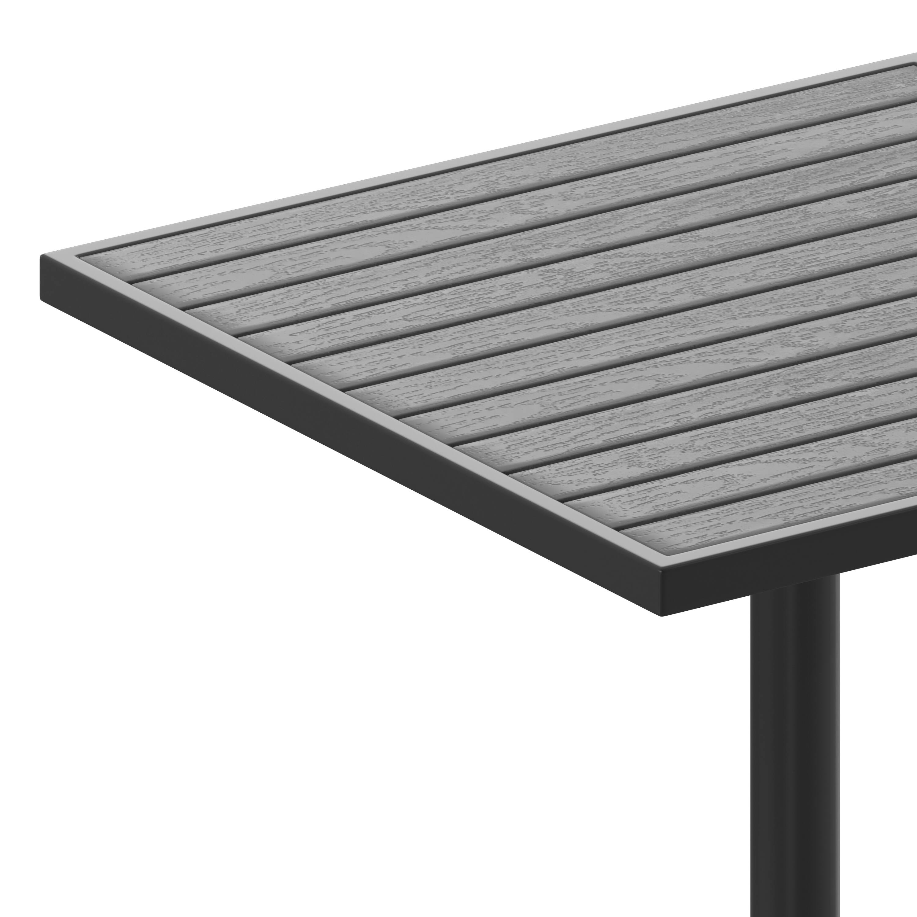 Alt View 10. Emma + Oliver - Outdoor Faux Teak Dining Table with Poly Slats - Patio Table - Gray Wash Teak.