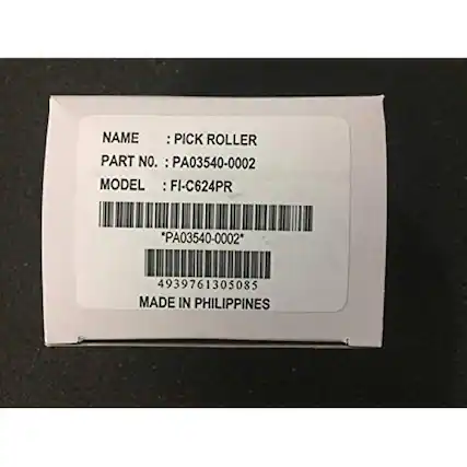 NAME: PICK ROLLER
PART NO.: PA03540-0002
MODEL: FI-C624PR
PA03540-0002*
4939761305085
MADE IN PHILIPPINES