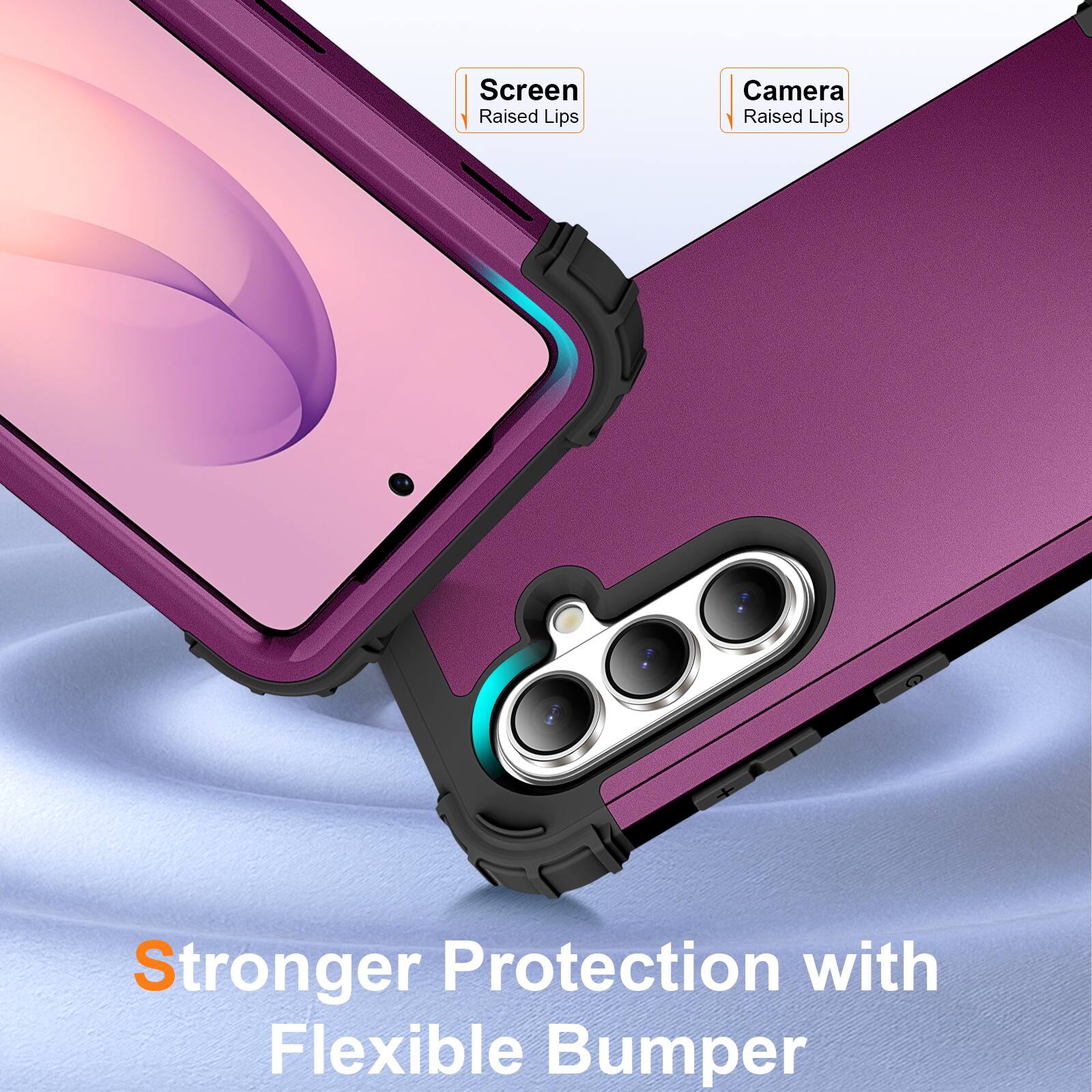 Screen Raised Lips  
Camera Raised Lips  
Stronger Protection with Flexible Bumper