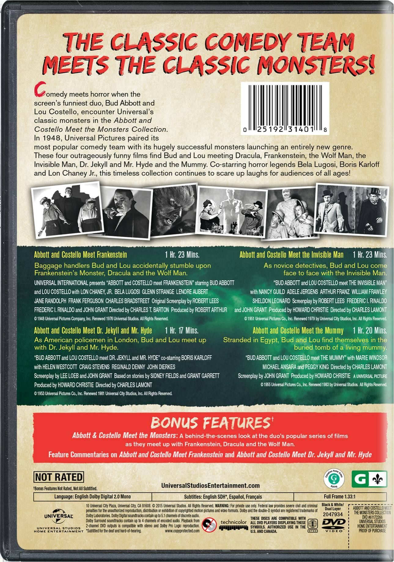 Angle. Abbott and Costello Meet the Monsters Collection (DVD New Box Art) [DVD].
