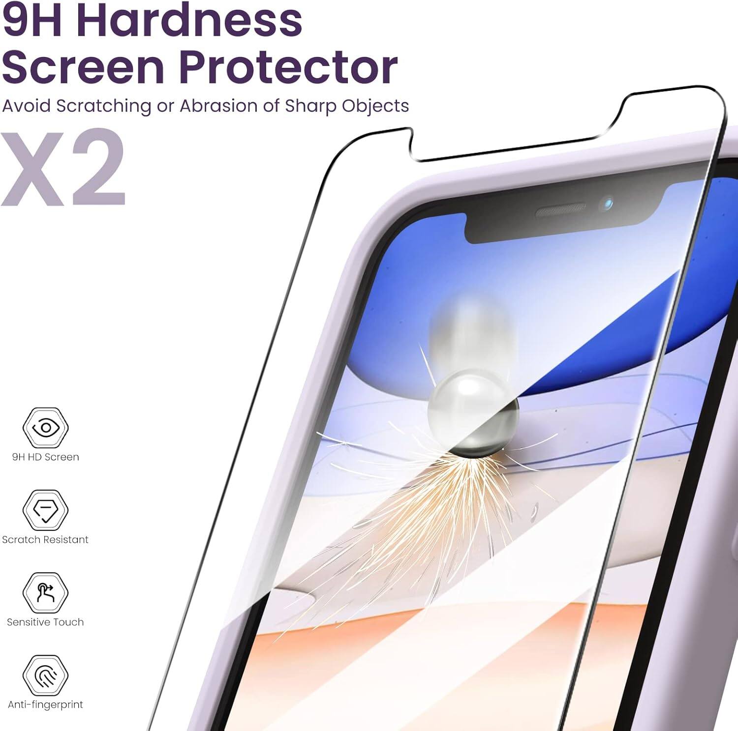 9H Hardness Screen Protector Avoid Scratching or Abrasion of Sharp Objects X2  HD Screen Scratch Resistant Sensitive Touch Anti-fingerprint