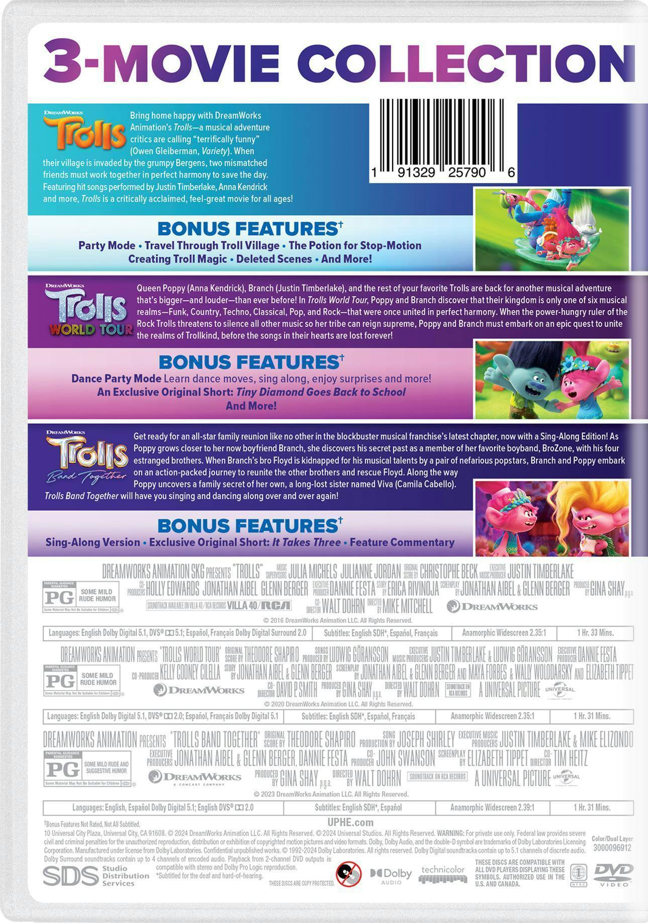 Back. Trolls: 3-movie Collection [DVD].