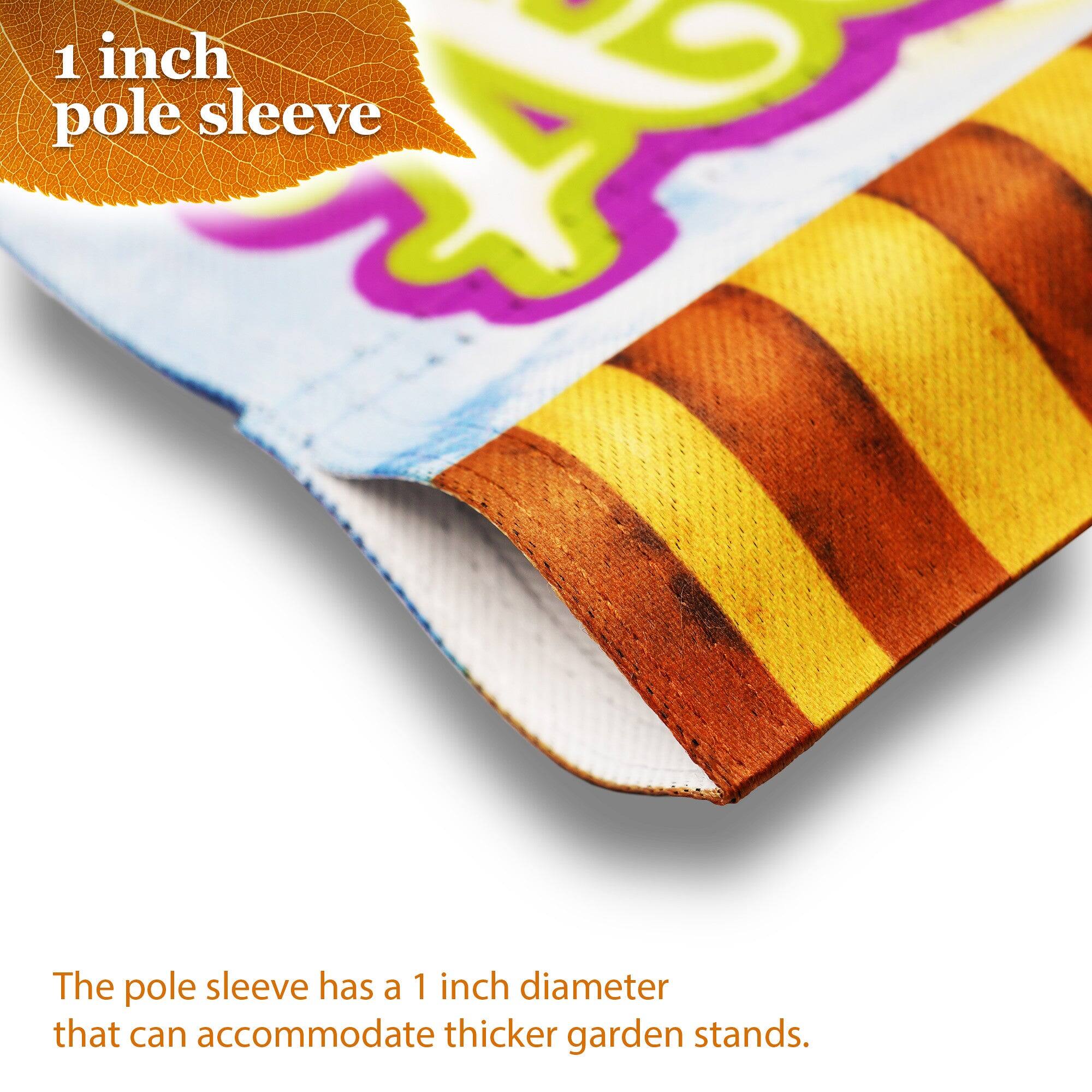 1 inch pole sleeve

The pole sleeve has a 1 inch diameter that can accommodate thicker garden stands.