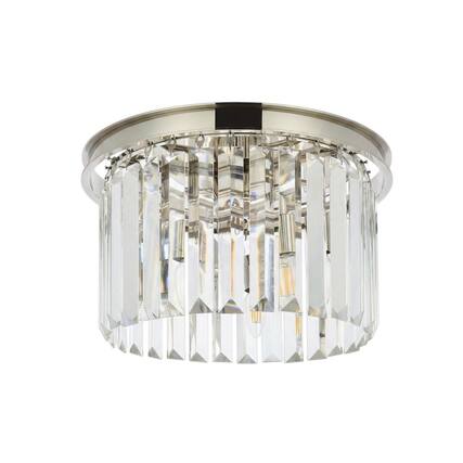 Front. Urban Classic - Sydney 3 light polished nickel Flush Mount Clear Royal Cut Crystal - Polished Nickel.