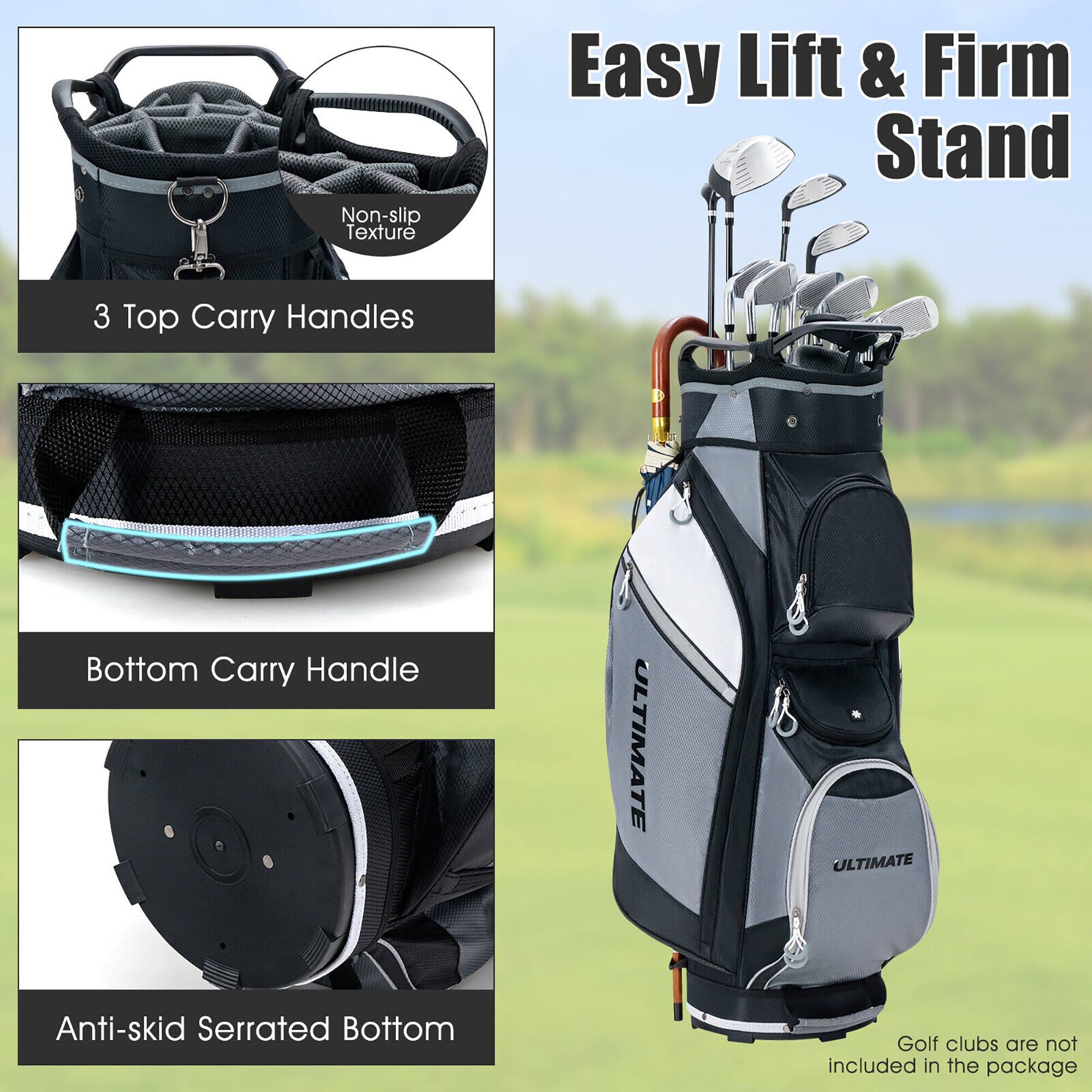 Easy Lift & Firm Stand

3 Top Carry Handles

Non-slip Texture

Bottom Carry Handle

Anti-skid Serrated Bottom

Golf clubs are not included in the package
