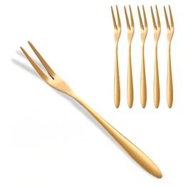 Kitcheniva - 5" Stainless Steel Food Fruit Picks 6 Pcs - Gold